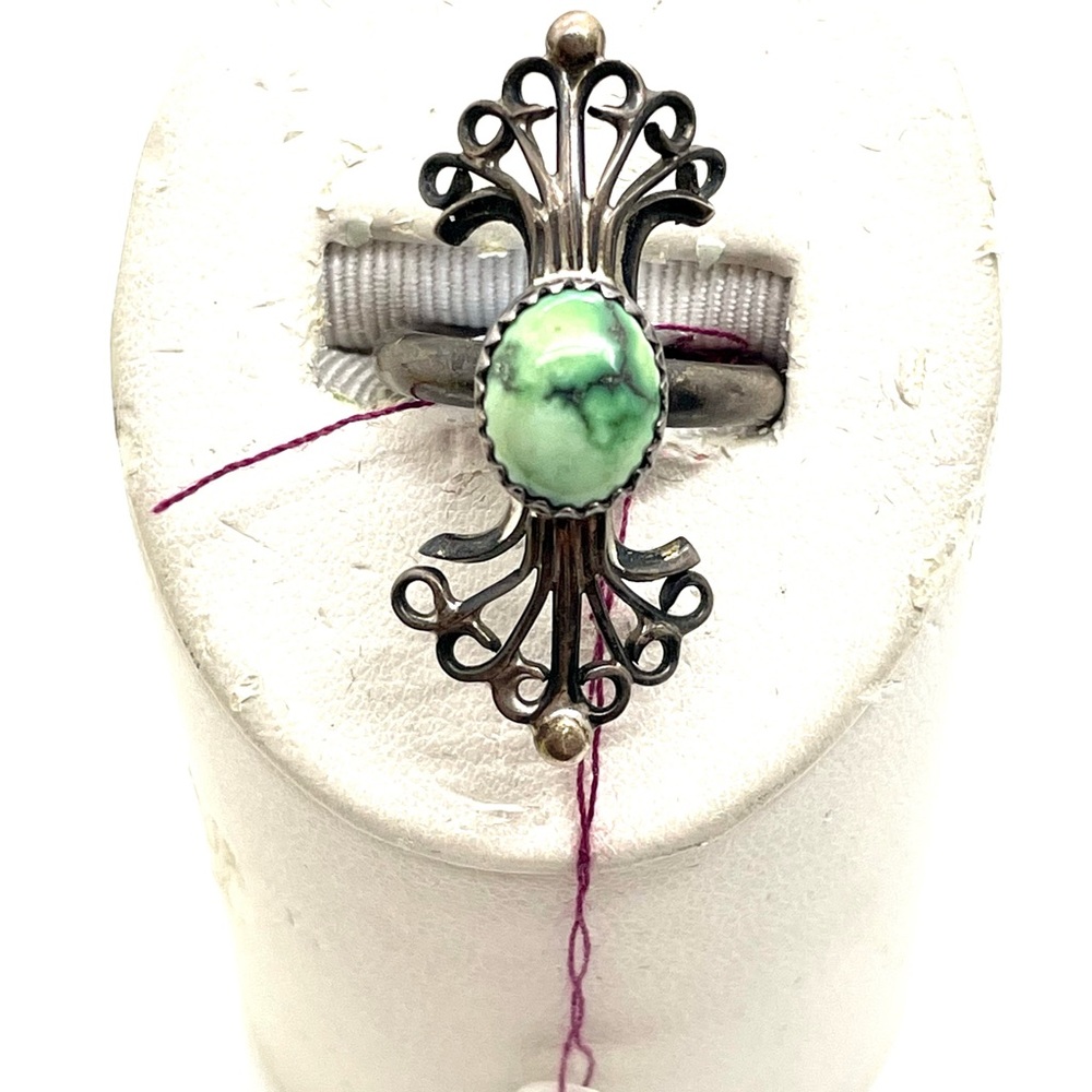 Southwestern Sterling Turquoise Ring Sz 7